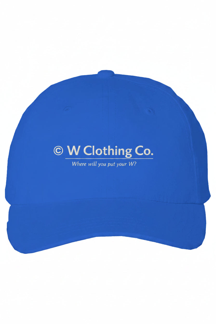 W Clothing Co Logo Baseball Cap - WHITE PRINT