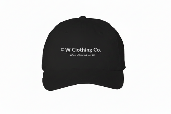 W Clothing Co Logo Baseball Cap - EMBROIDERED WHITE PRINT